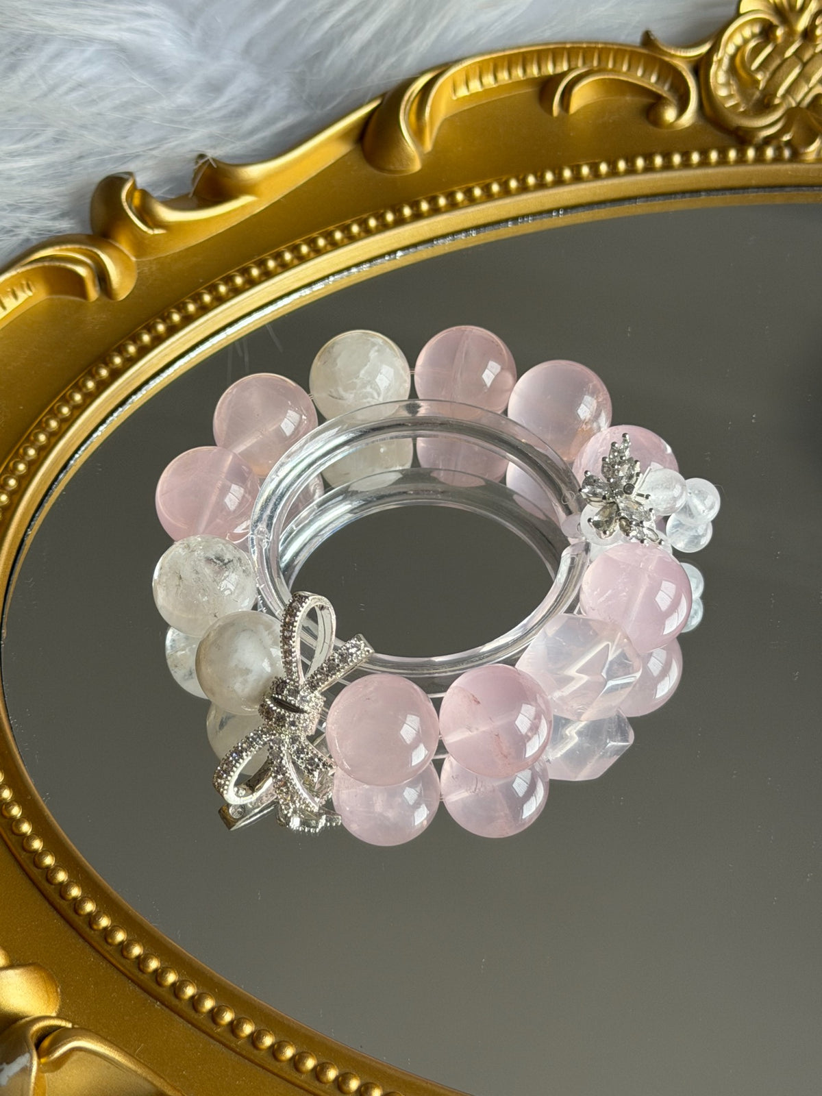 16mm Naturligt Rosenkvarts Kristallarmband