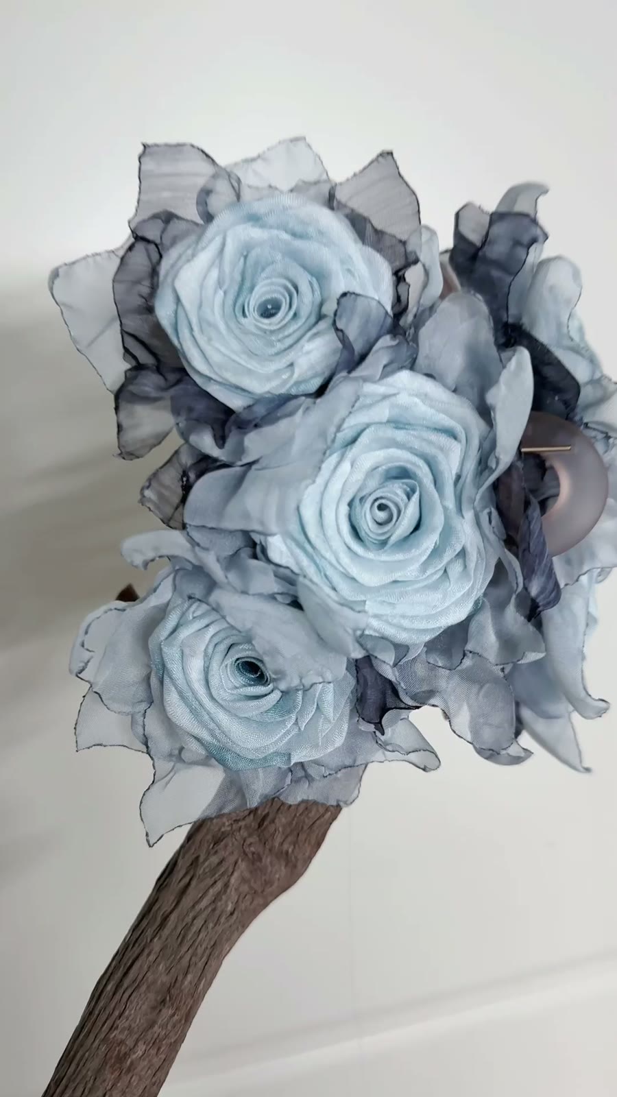 Handcrafted Blue Rose Fabric Hair Clip