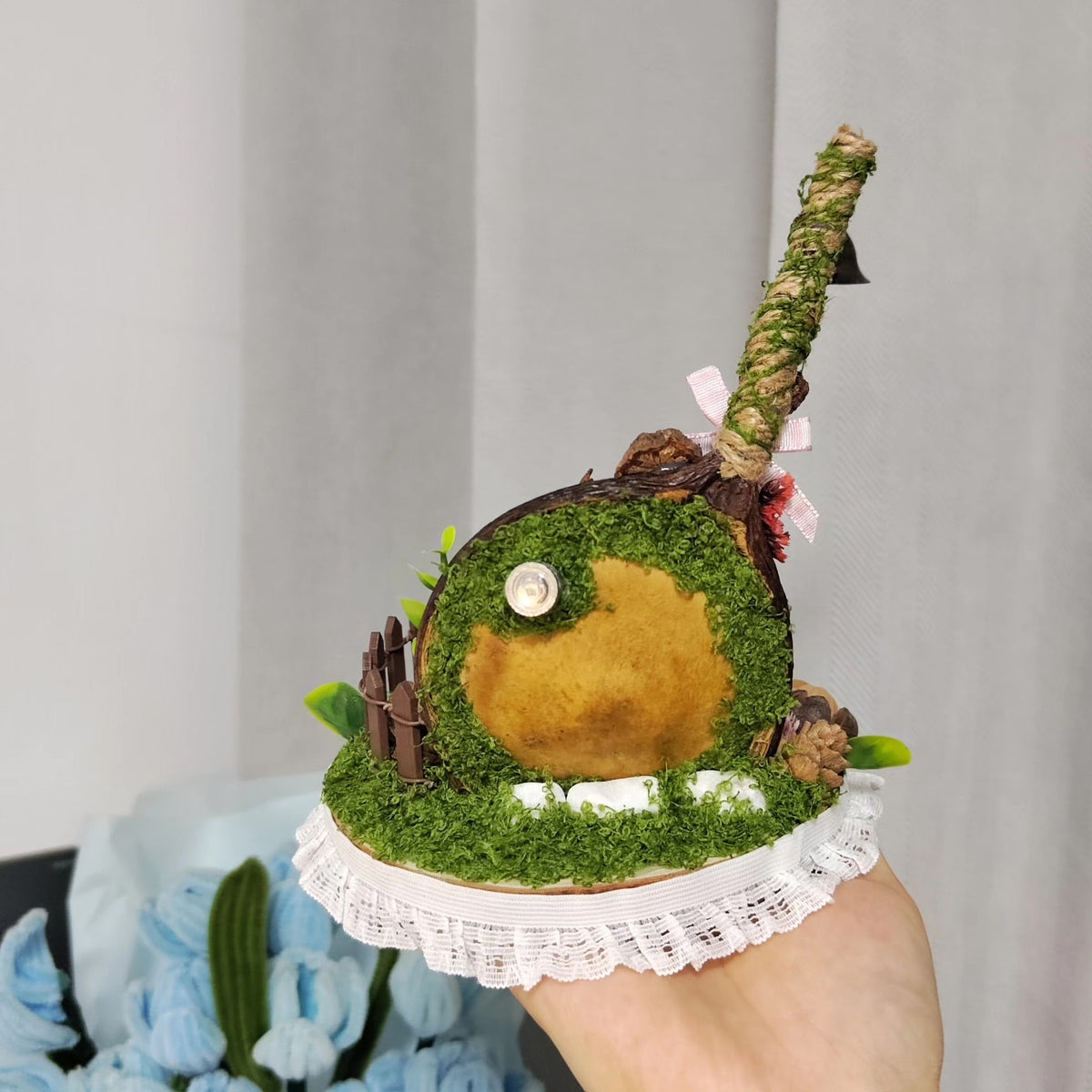 Handcrafted Bean Pod Dog House Diorama