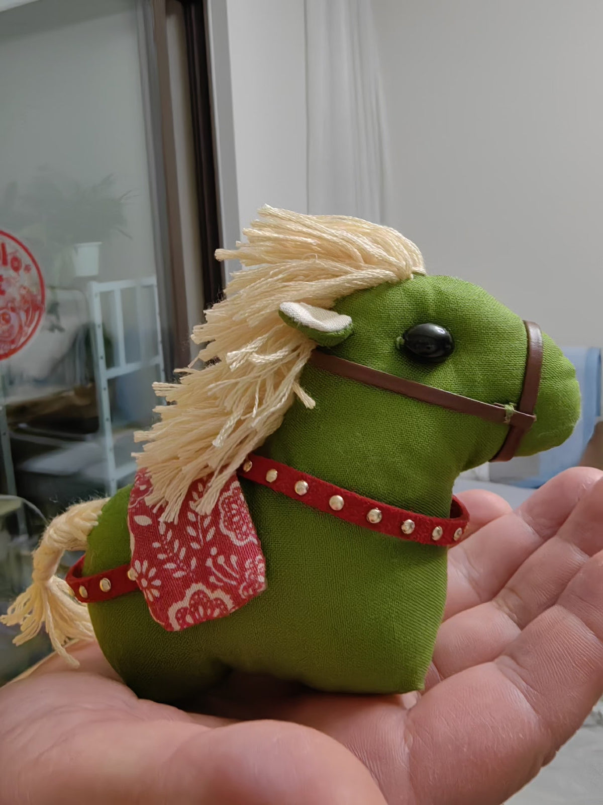 Handmade Green Fabric Horse Ornament