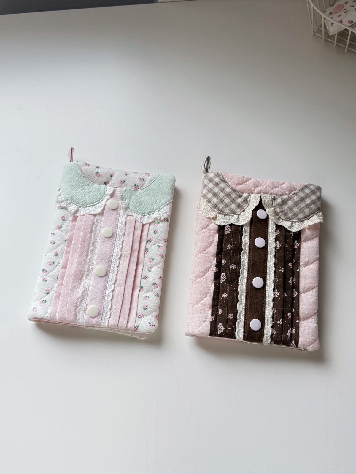 Quilted A6 Book Cover with Peter Pan Collar
