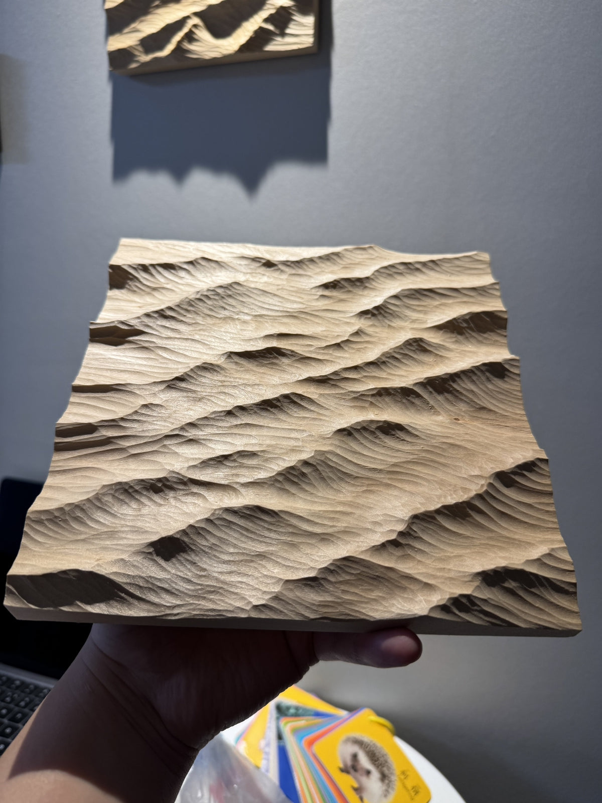Handcrafted Linden Wood Wave Carving 20cm