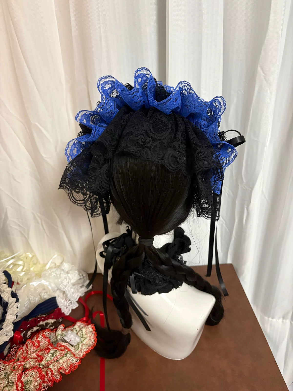 Black Blue Lace Gothic Lolita Headdress