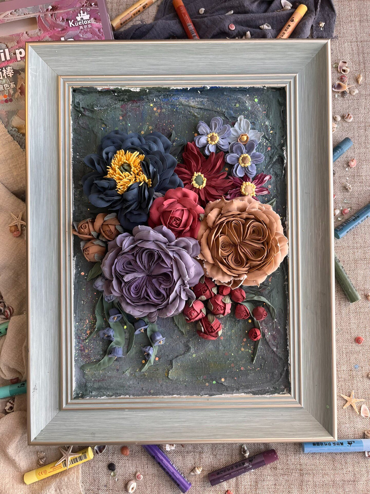 Clay Floral Art Framed Wall Decor