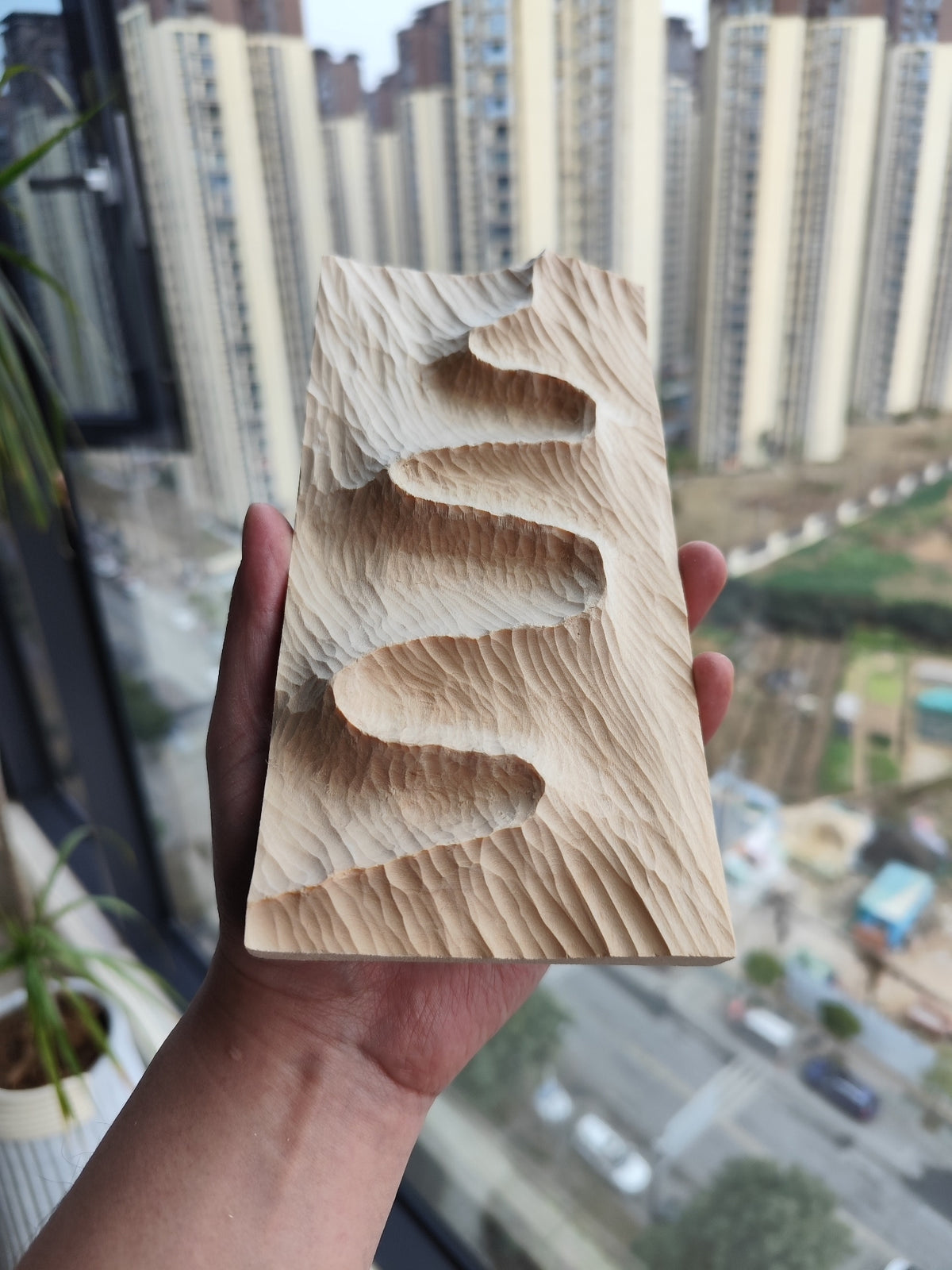 Linden Wood Mountain Range Relief Sculpture