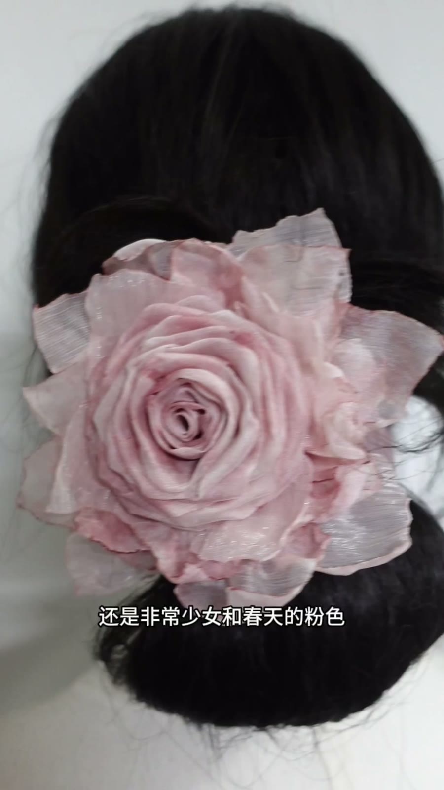 Handmade Burned Fabric Rose Hair Scrunchie