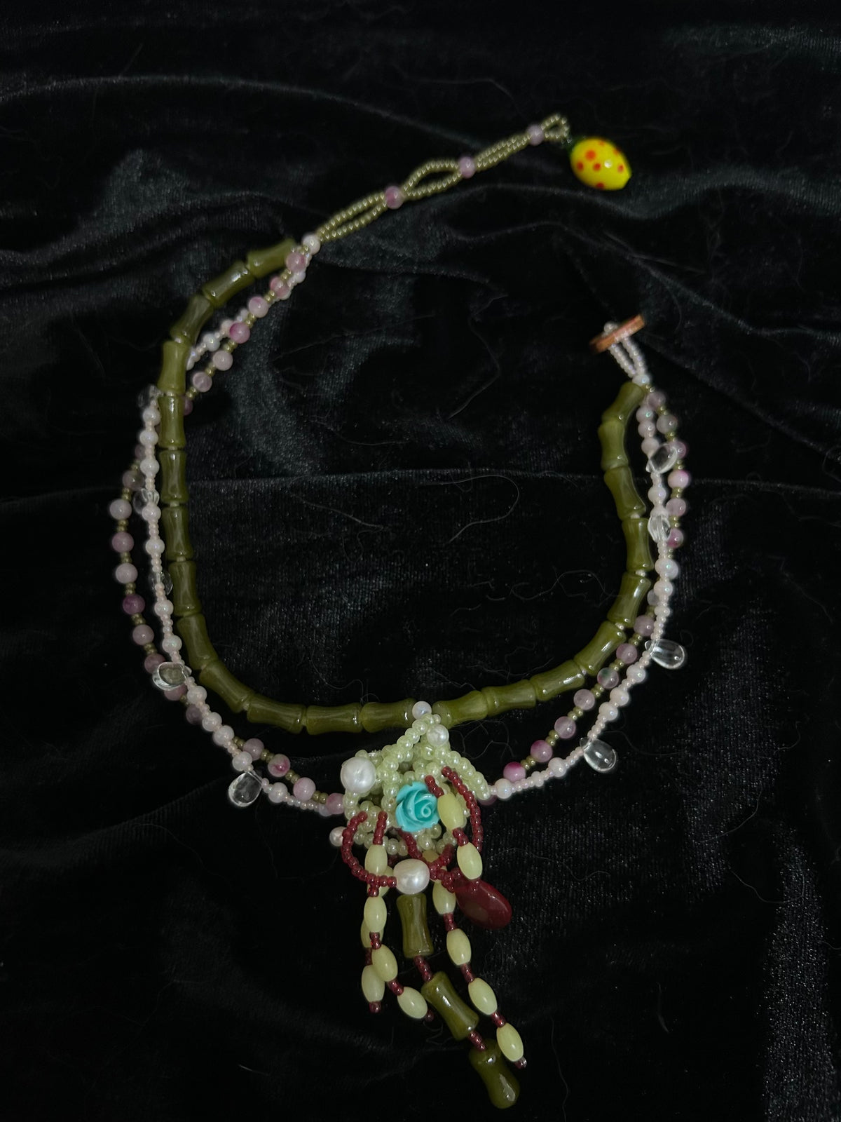 Three Layer Handmade Beaded Necklace