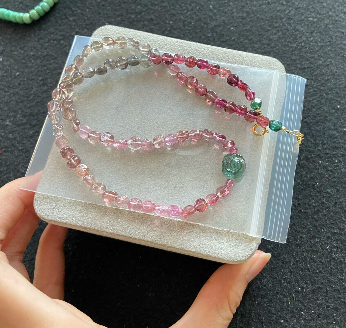 Collana Bracciale in Tormalina Tonalità Fredde