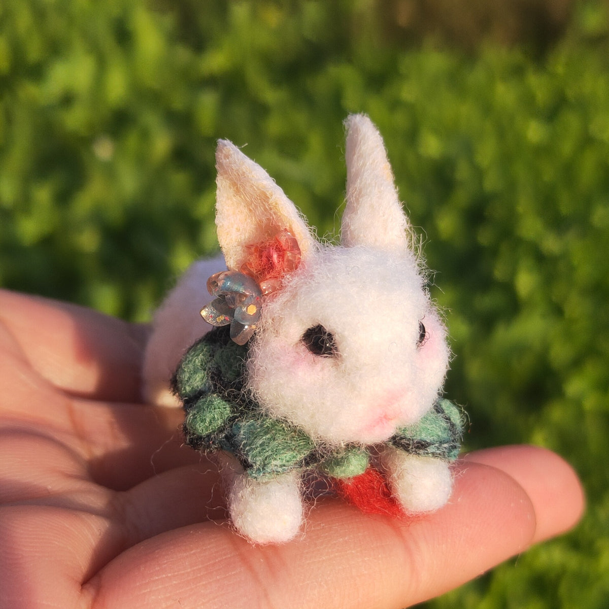 Custom Wool Felt Miniature Rabbit Figurine