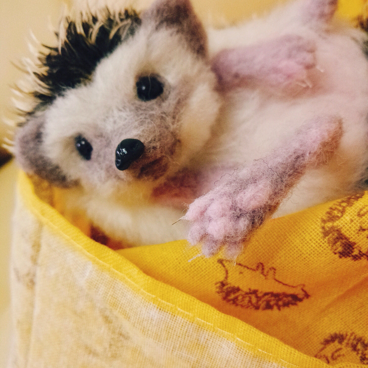 Wool Felt Realistic Hedgehog Figurine Miniature