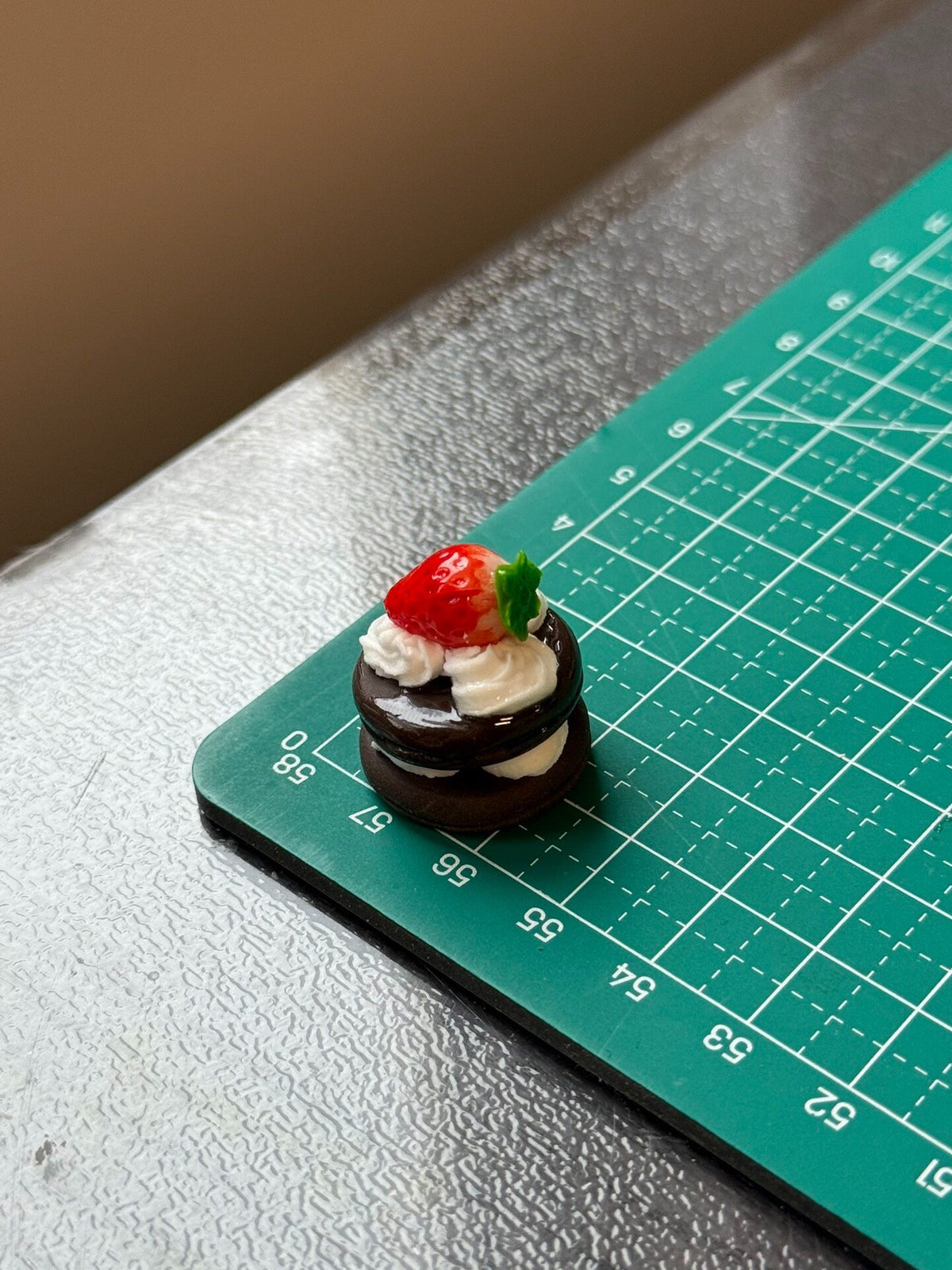 Miniature Clay Strawberry Chocolate Muffin Charm