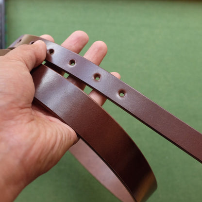 Tapered Leather Belt with Engraved Metal Buckle