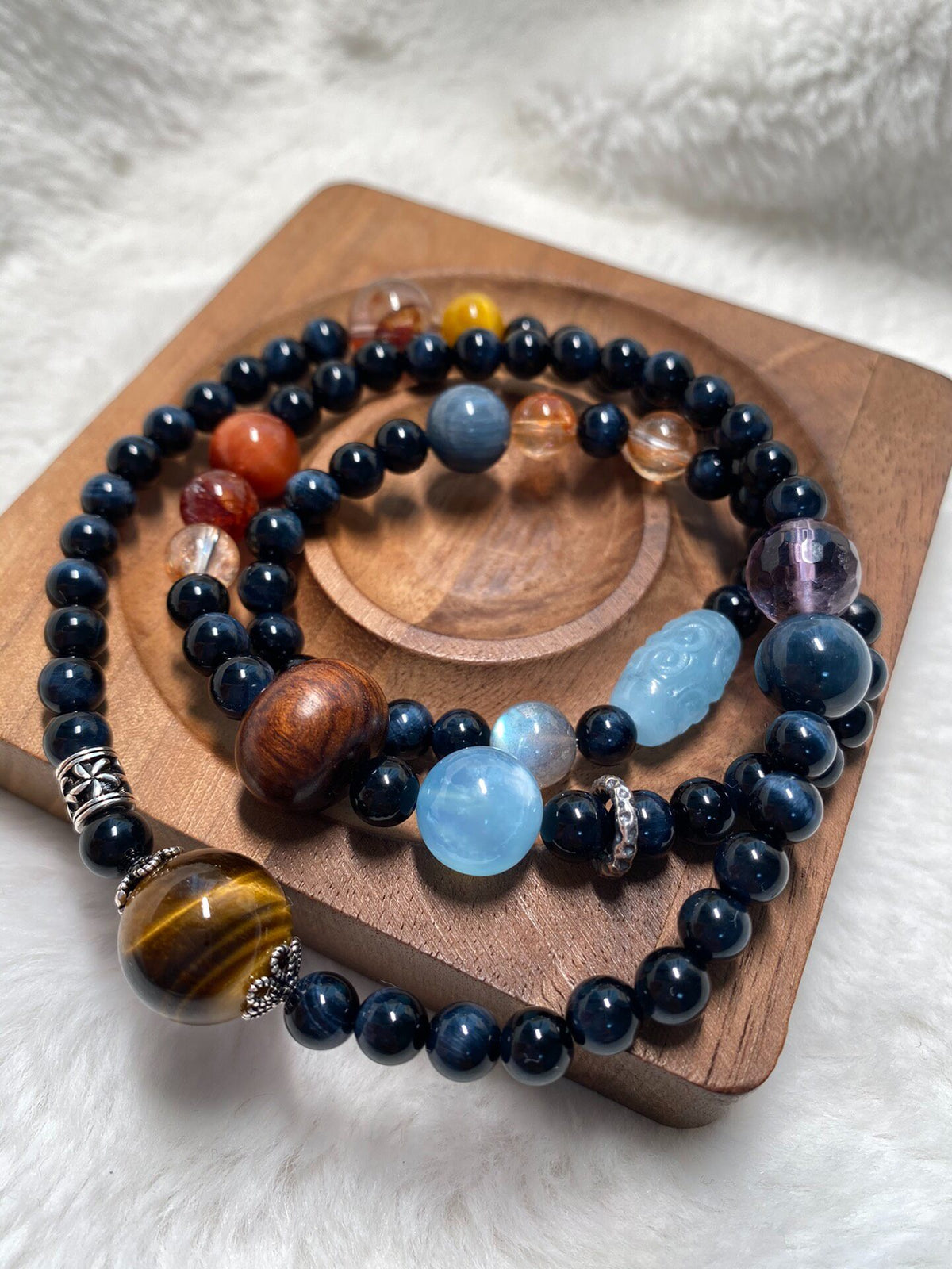 Blue Tiger Eye Triple Wrap Bracelet