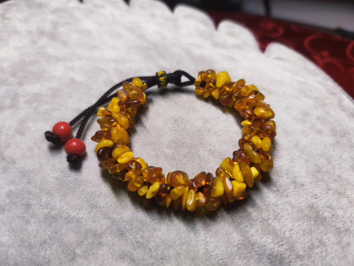 Natural Amber Beeswax Caterpillar Bracelet