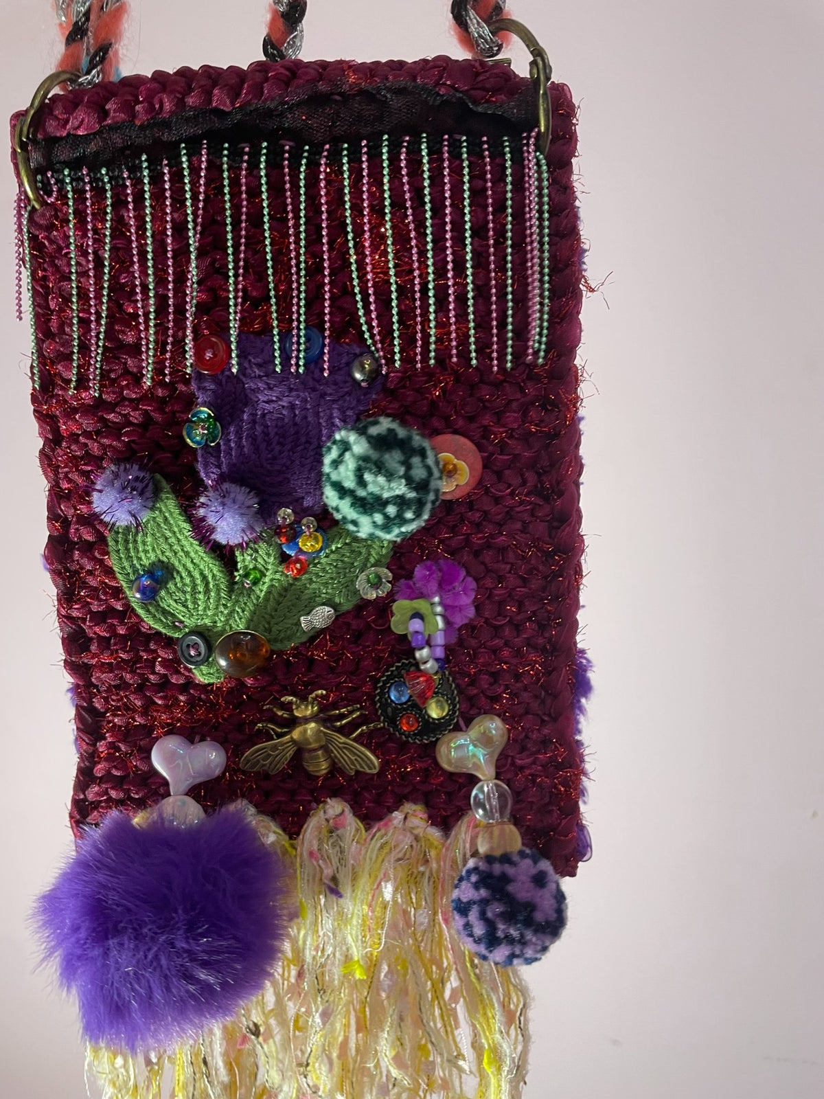 Knitted Phone Bag with Tulip Embellishment