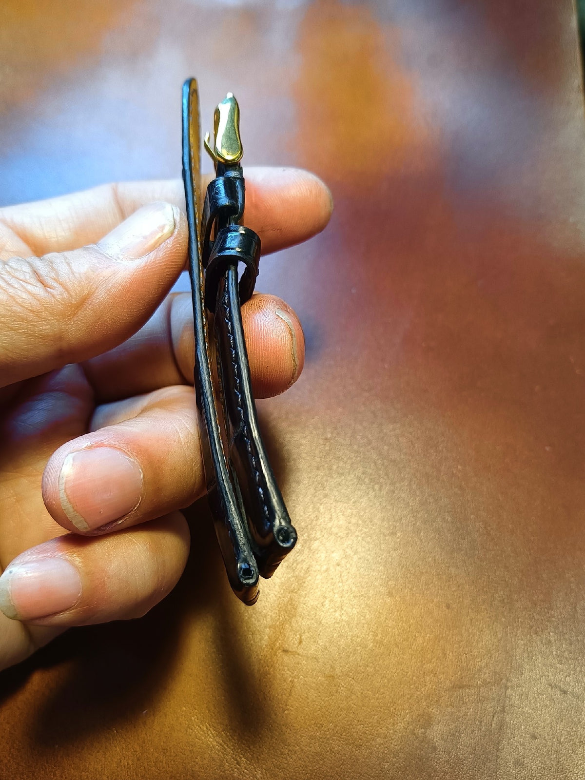 Handcrafted Black Crocodile Watch Strap