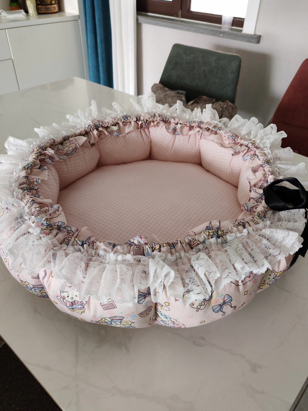 Handmade Cotton Cat Bed with Hello Kitty Print