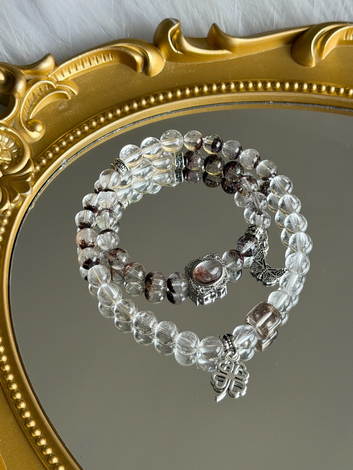 Red Phantom Quartz Double Loop Crystal Bracelet