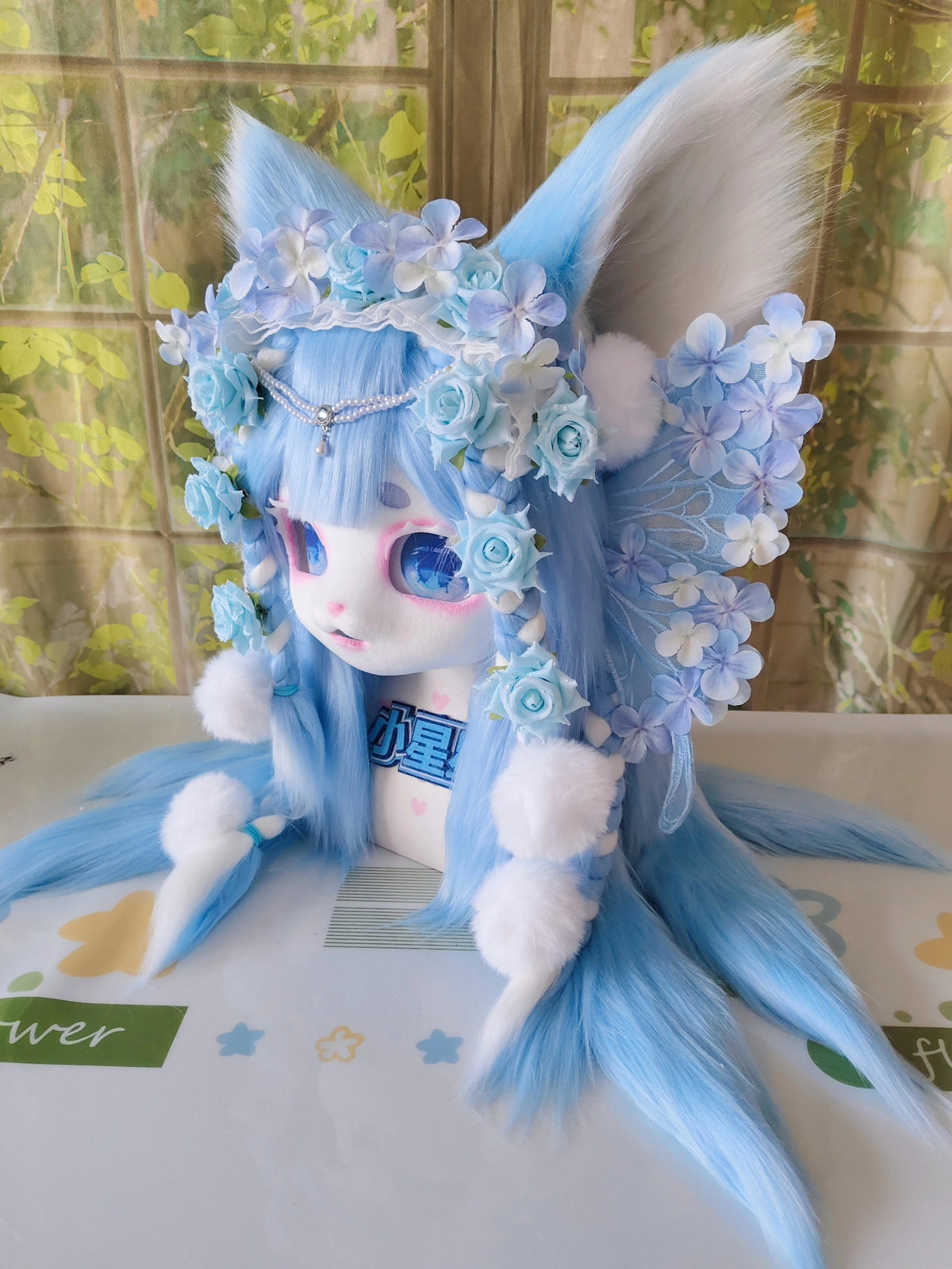 Kigurumi Fox Head Mask with Floral Crown