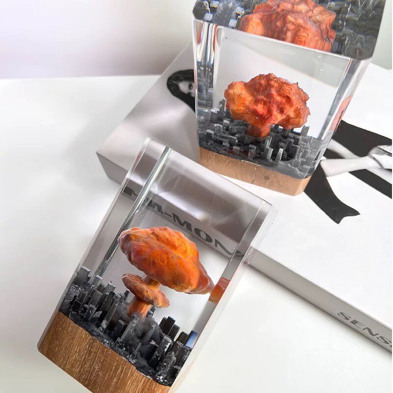 Mushroom Cloud Night Light Resin Diorama