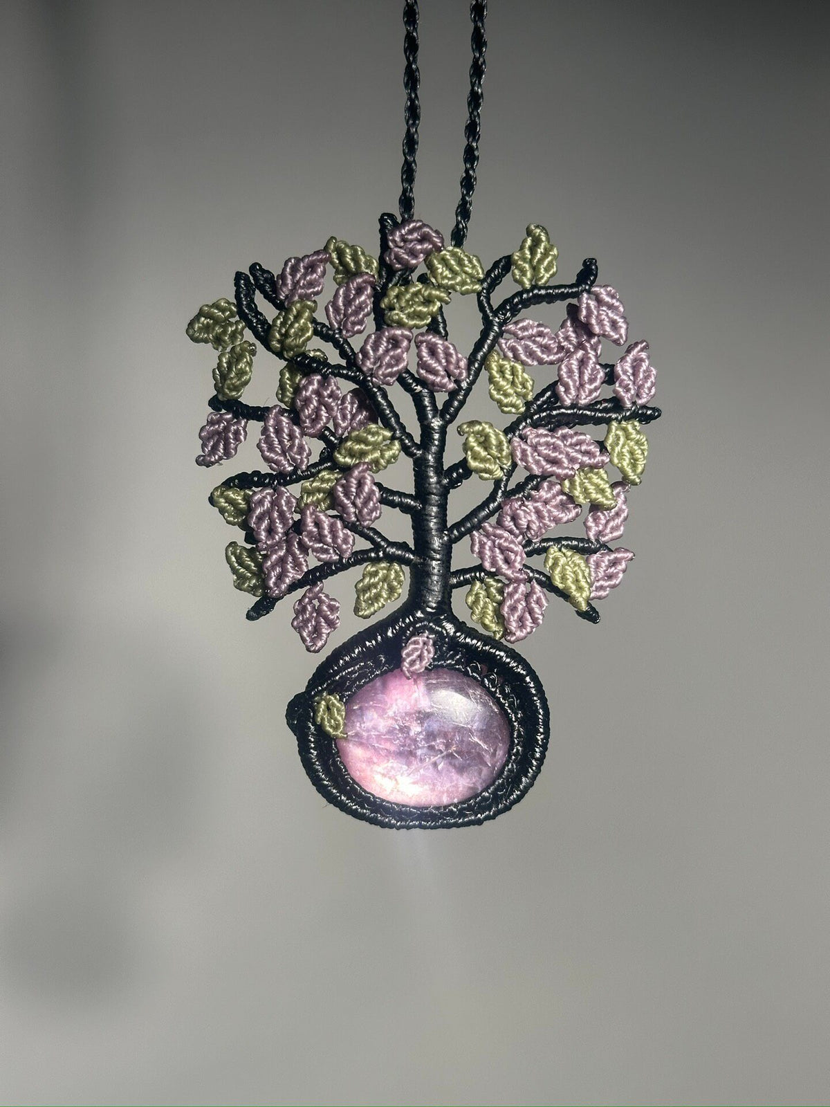 Purple Lepidolite Tree of Life Macrame