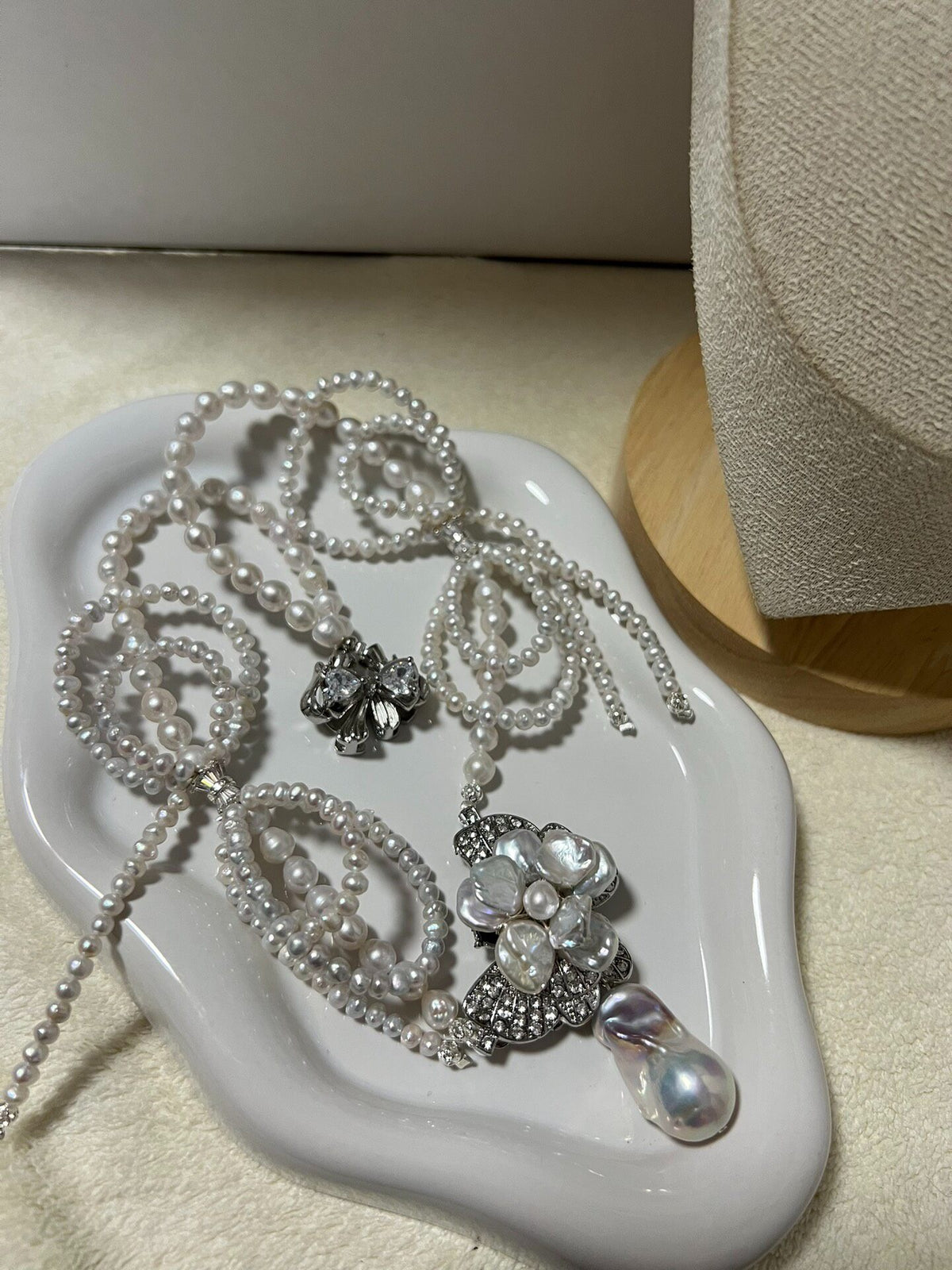 Iridescent Pearl Butterfly Pendant Necklace