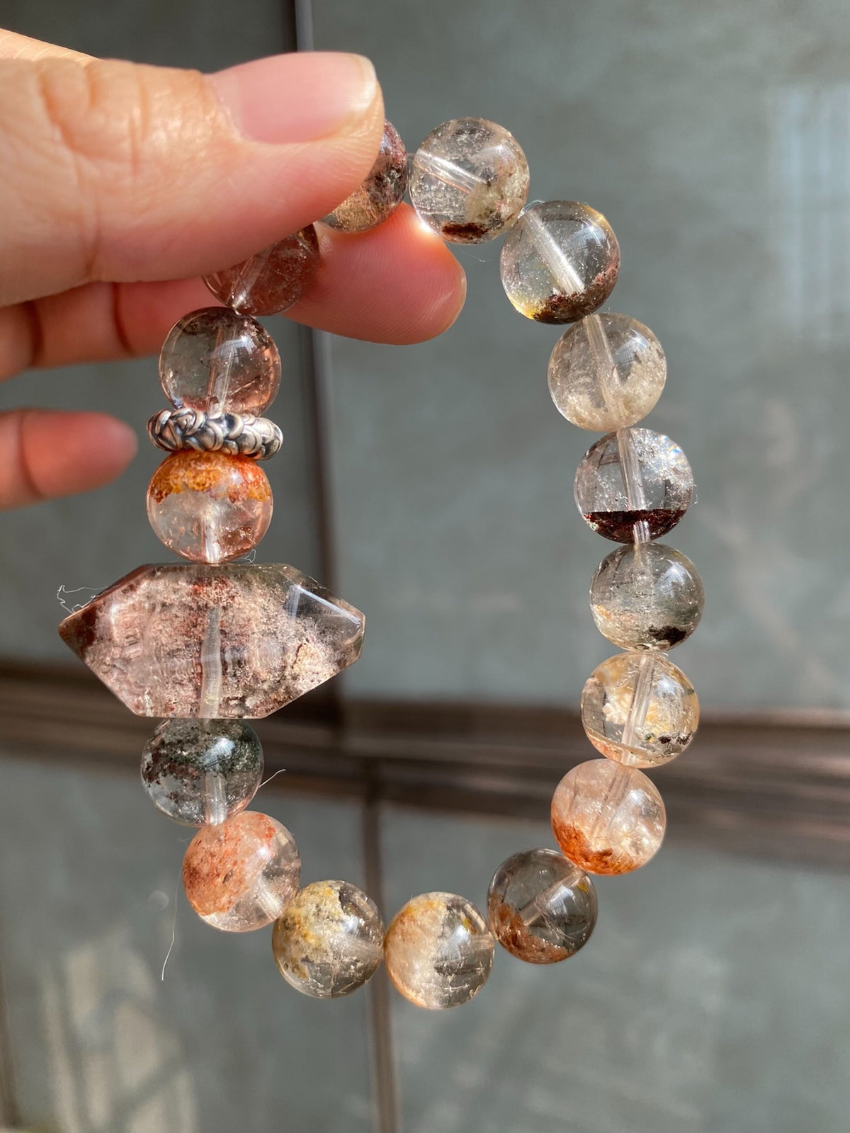 Phantom Quartz Bracelet with Double Terminated Point