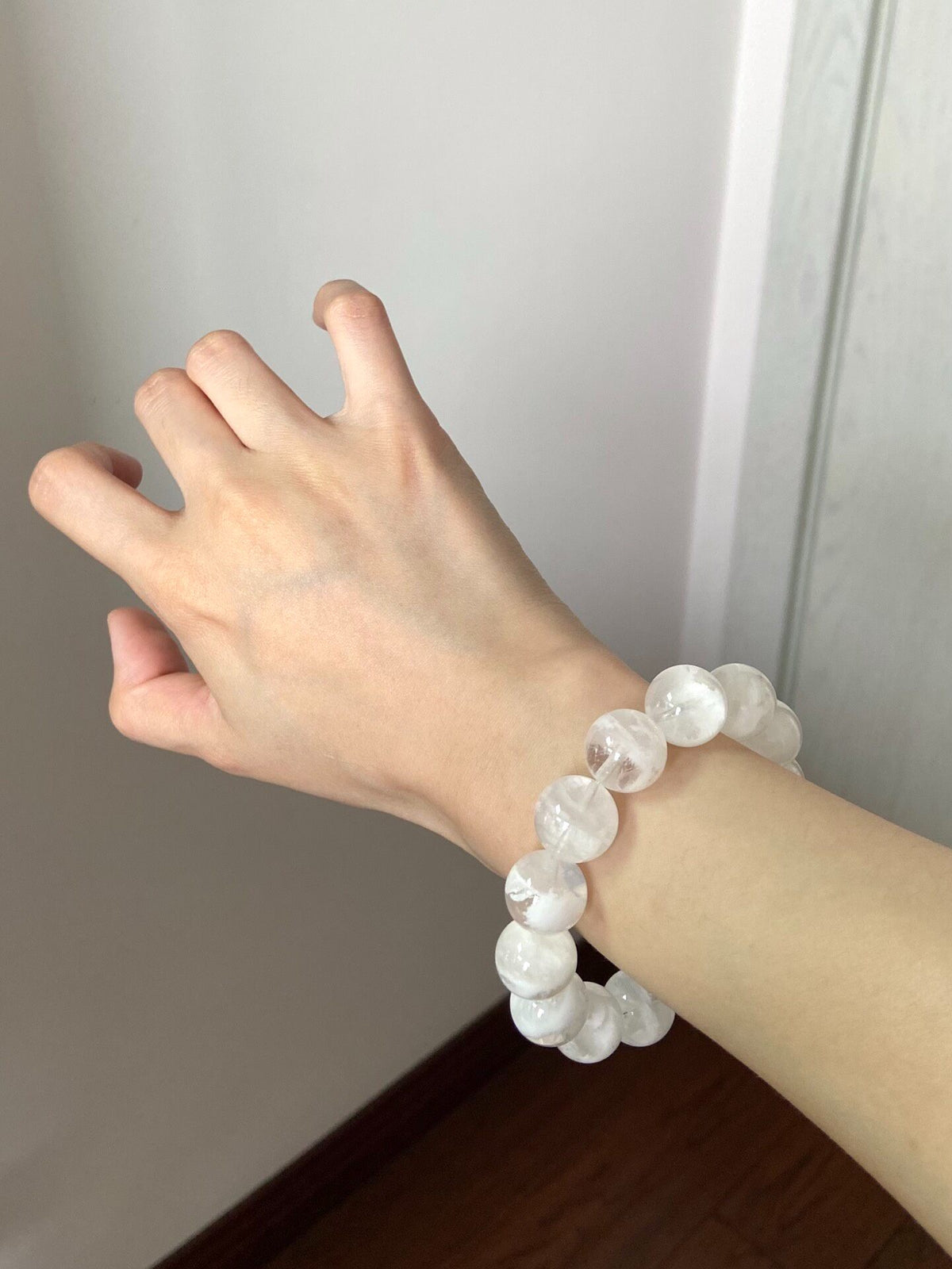 14.5mm Snowflake Phantom Quartz Beaded Bracelet
