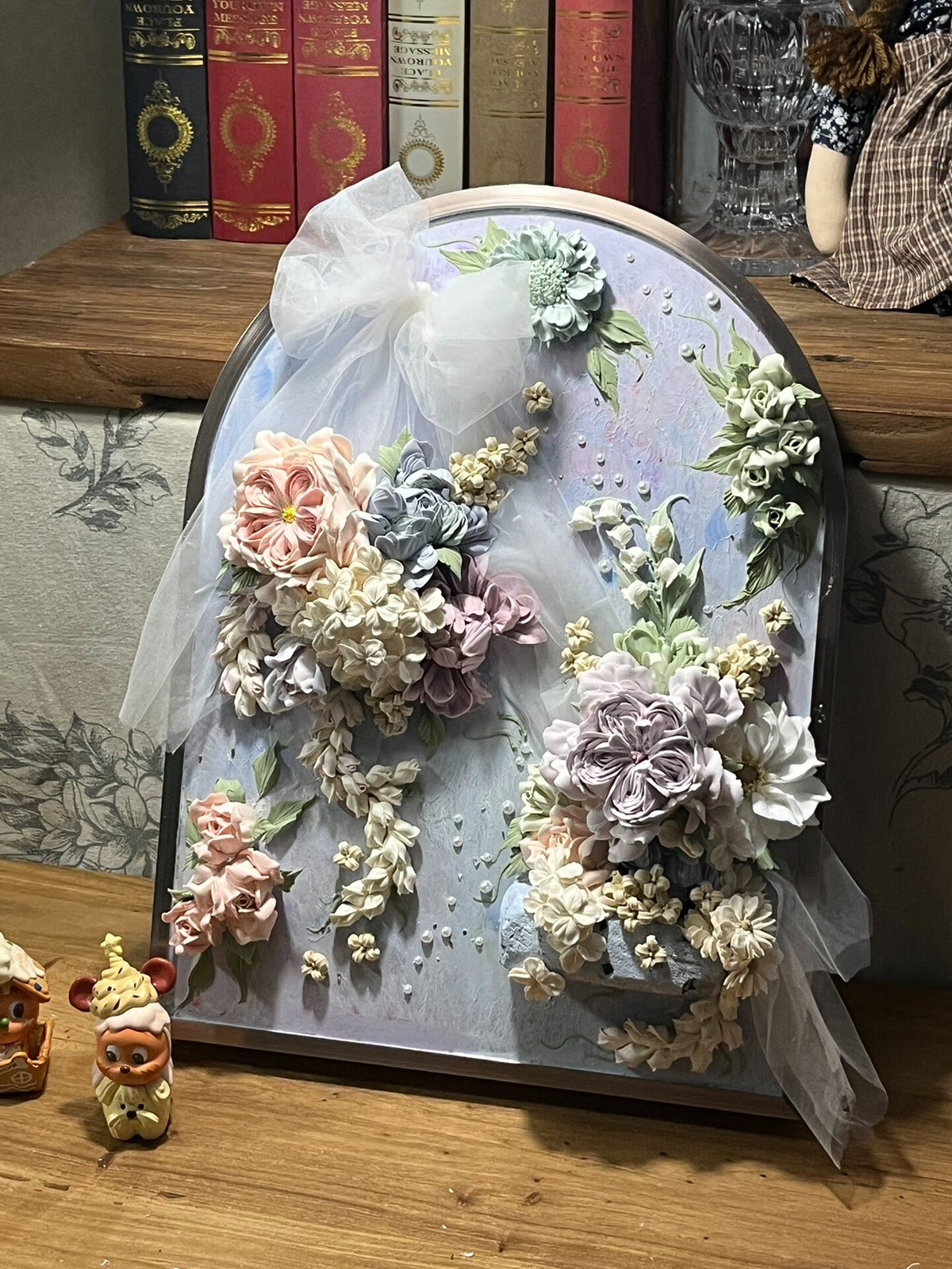 Clay Piping Painting Floral Relief Artwork