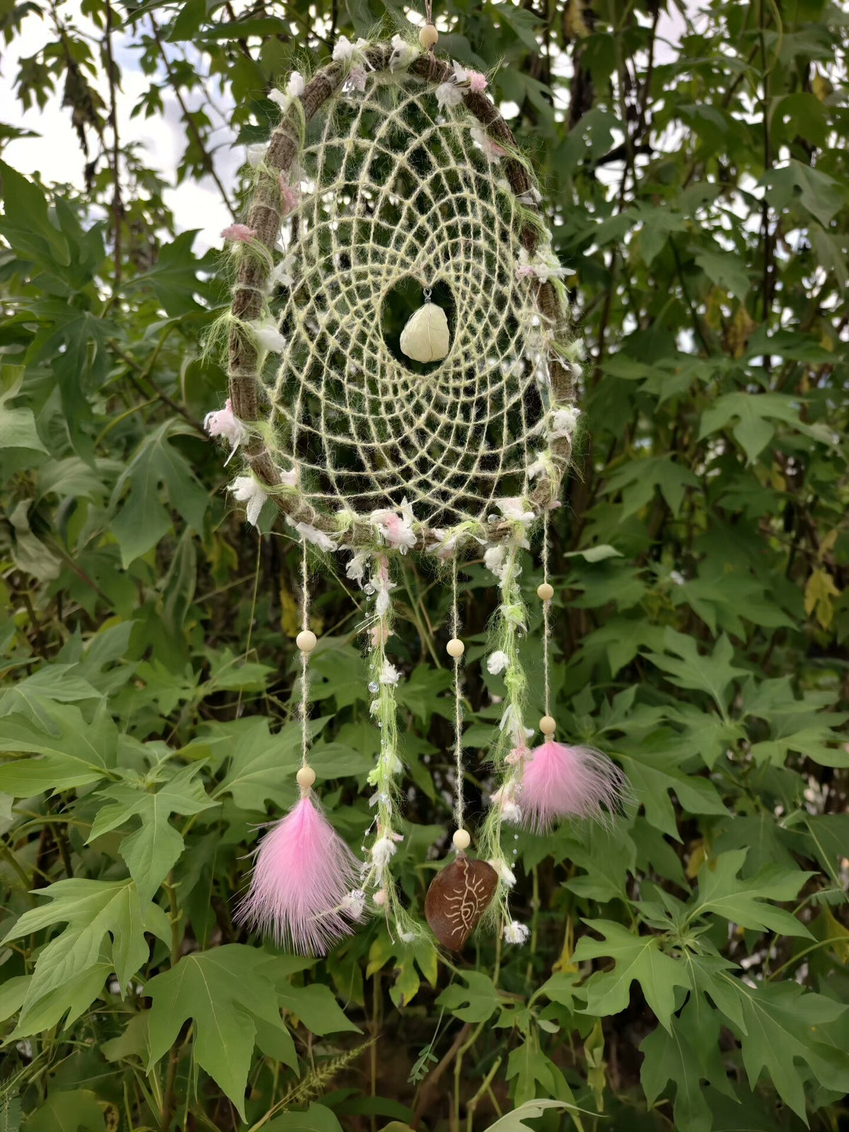 Handmade Oval Dreamcatcher with Wooden Beads