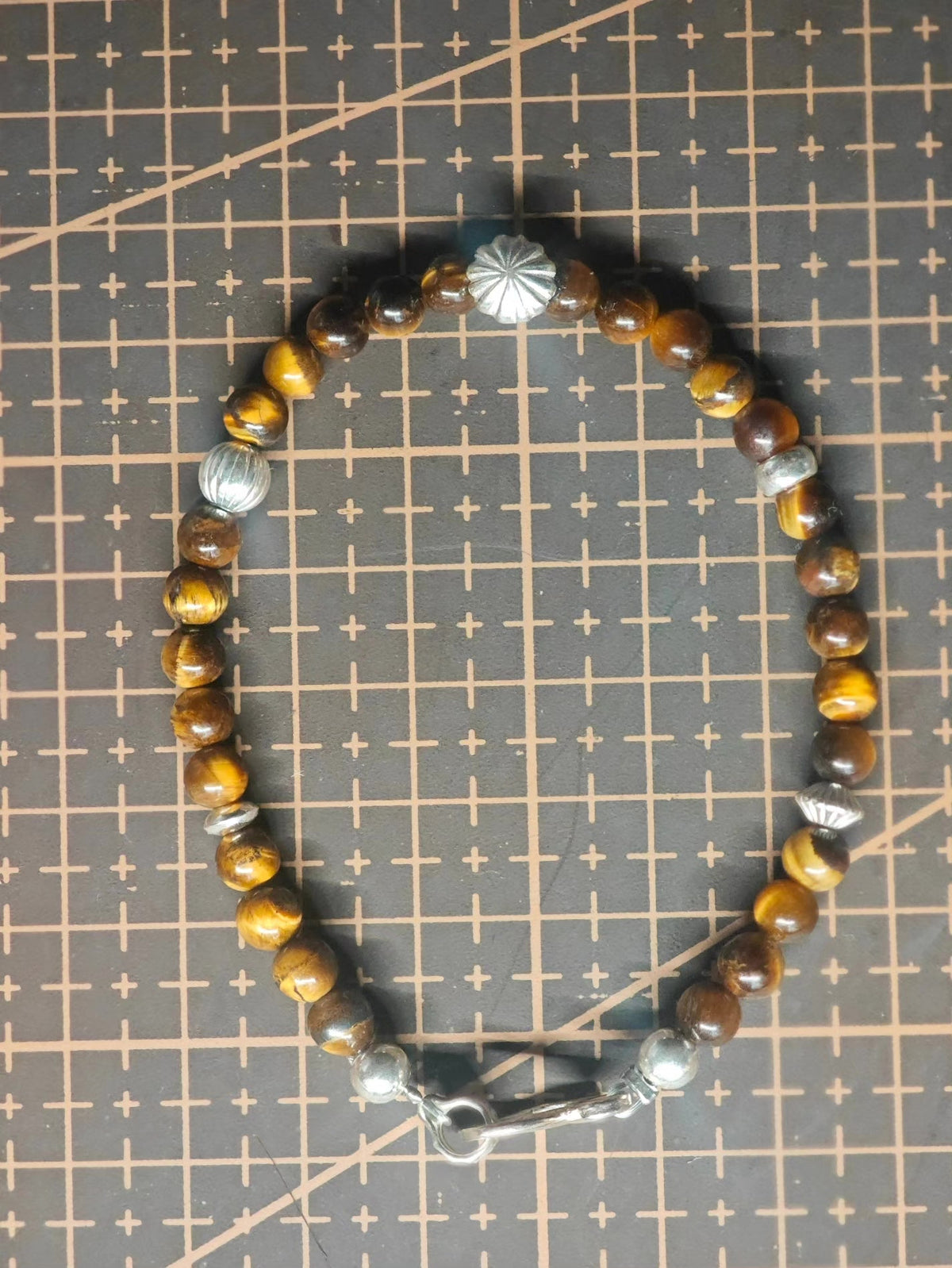 Pulsera de cuentas de ojo de tigre y plata de ley 925