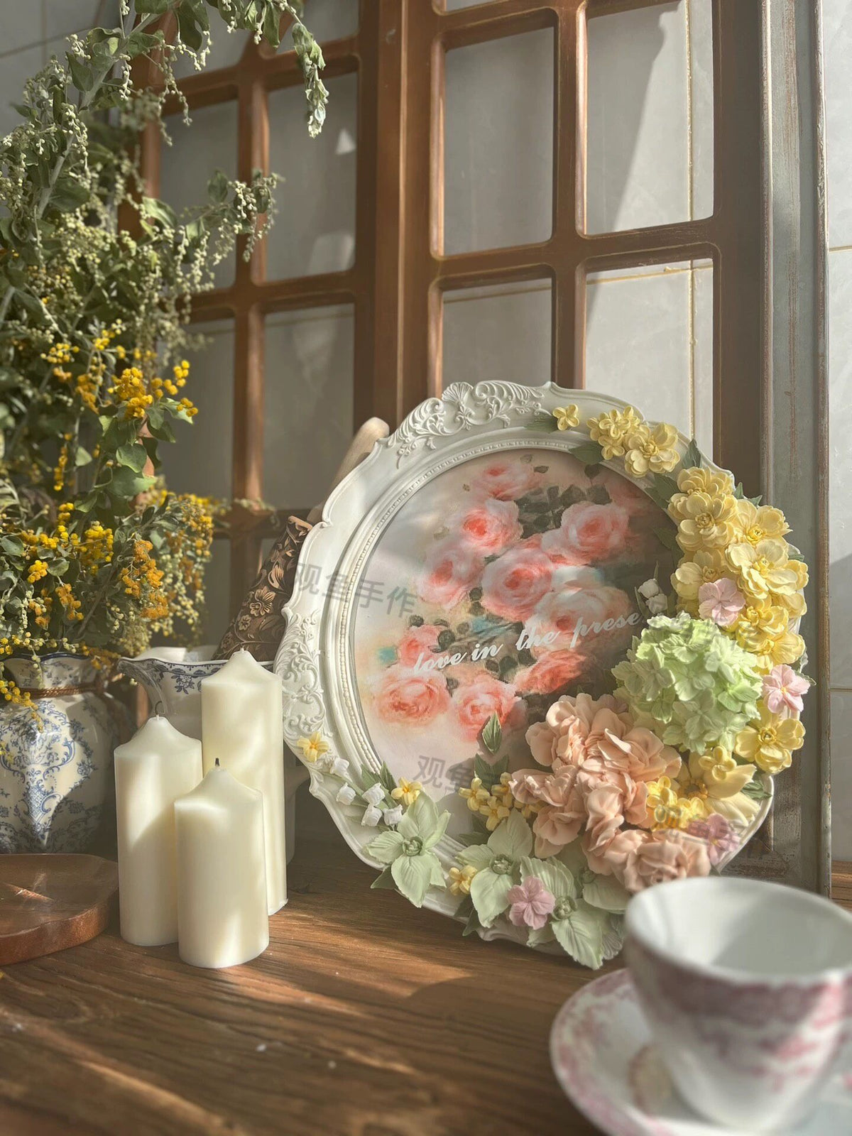 Clay Floral Vintage Mirror