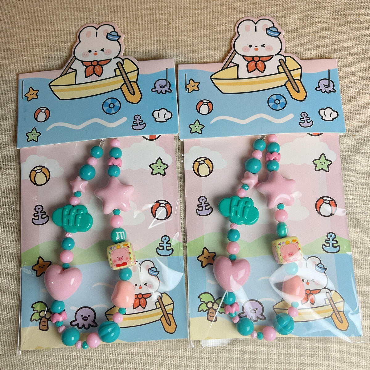 Handmade Pink Beaded Phone Chain