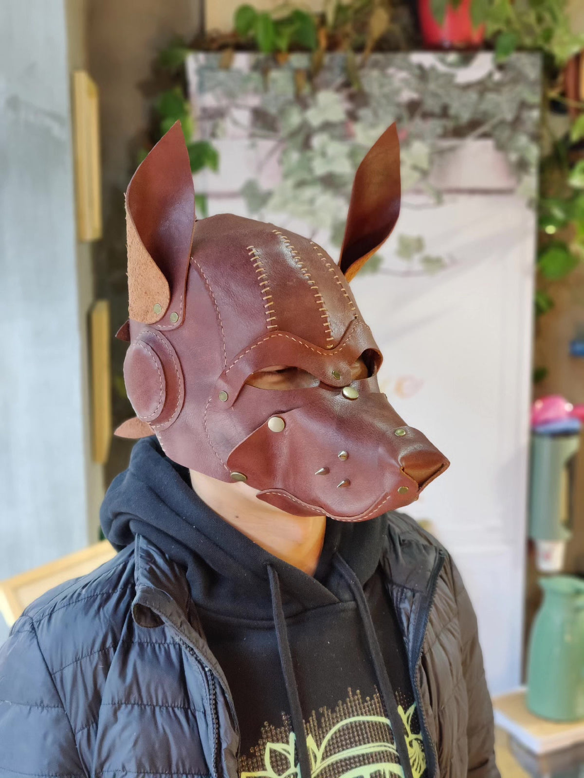 Handcrafted Leather Dog Mask
