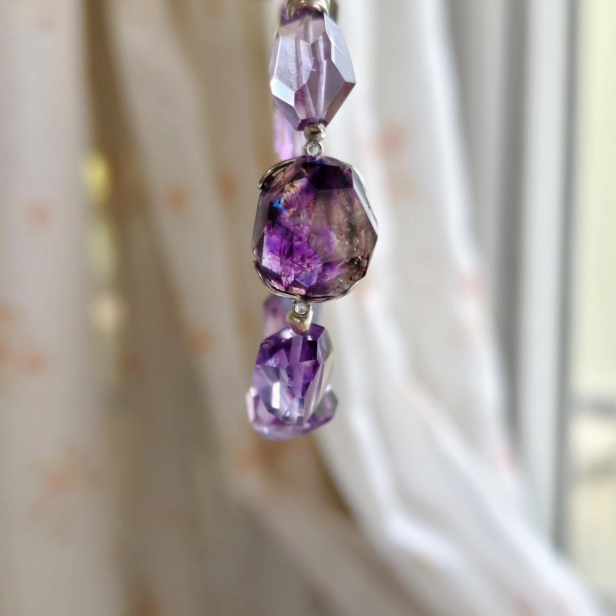 Purple Super Seven Silver Bracelet with Amethyst