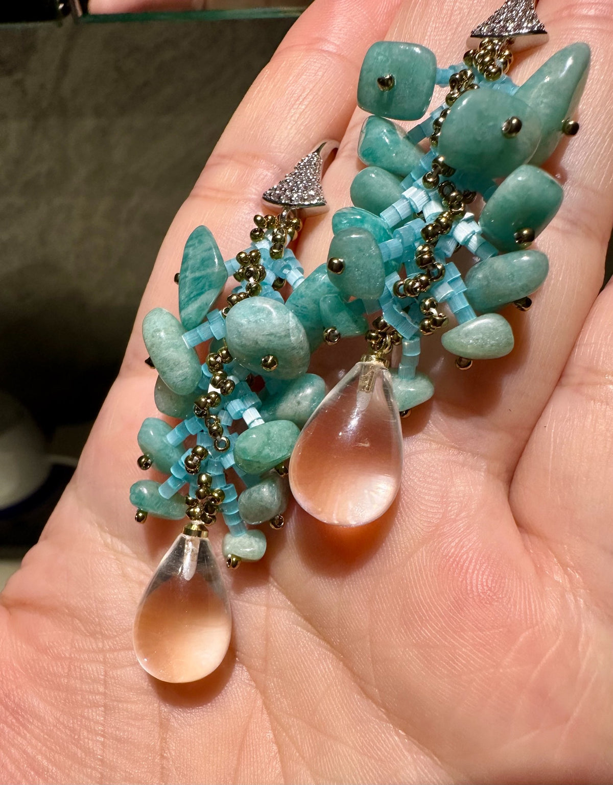 Amazonite Crystal Drop Earrings
