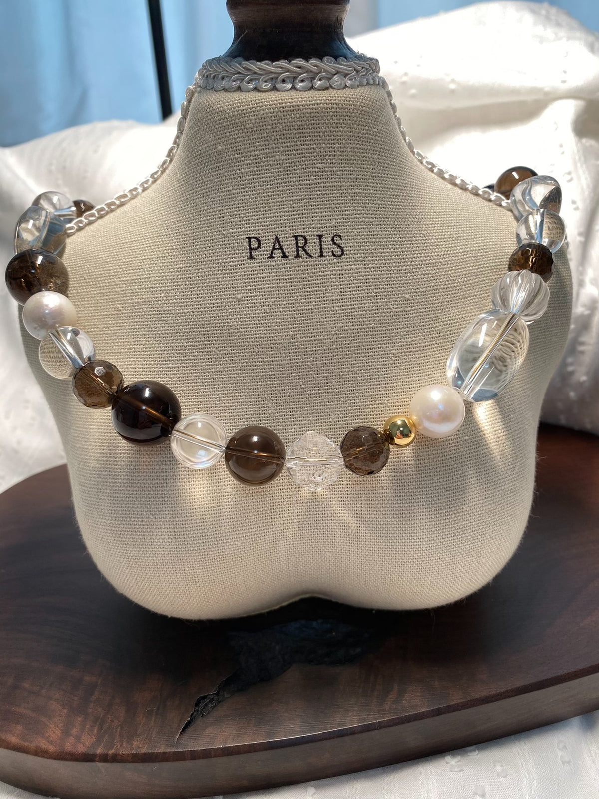 Smoky Quartz Clear Quartz Freshwater Pearl Necklace