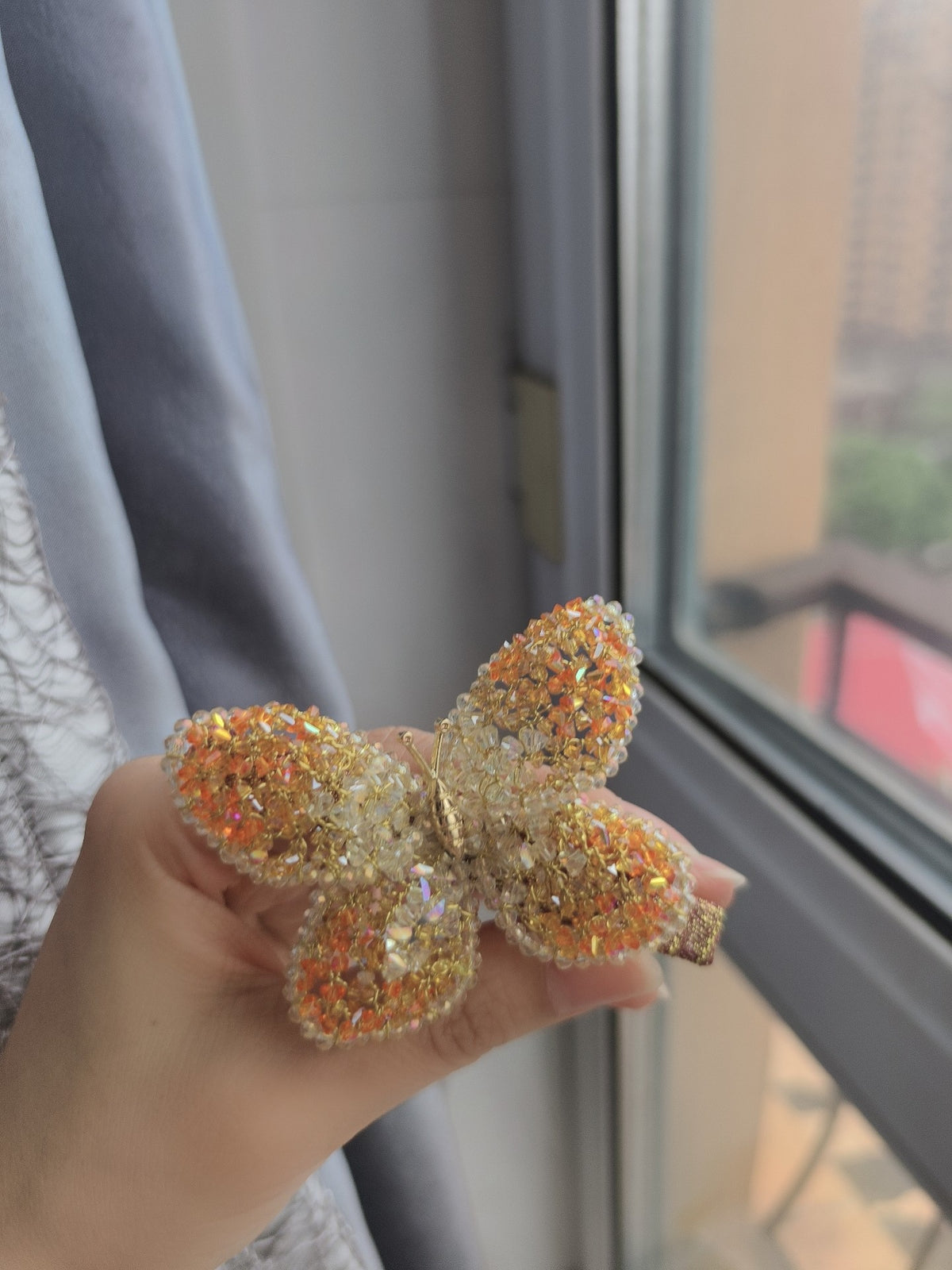 Butterfly Hair Clip Gradient Crystal Beads