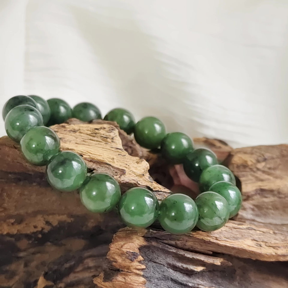 Pulsera de jade verde natural Hetian 11,8mm
