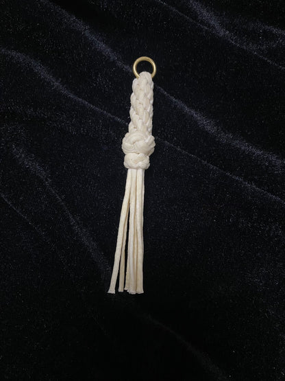 Handwoven Sheepskin Rope Keychain with Brass Ring