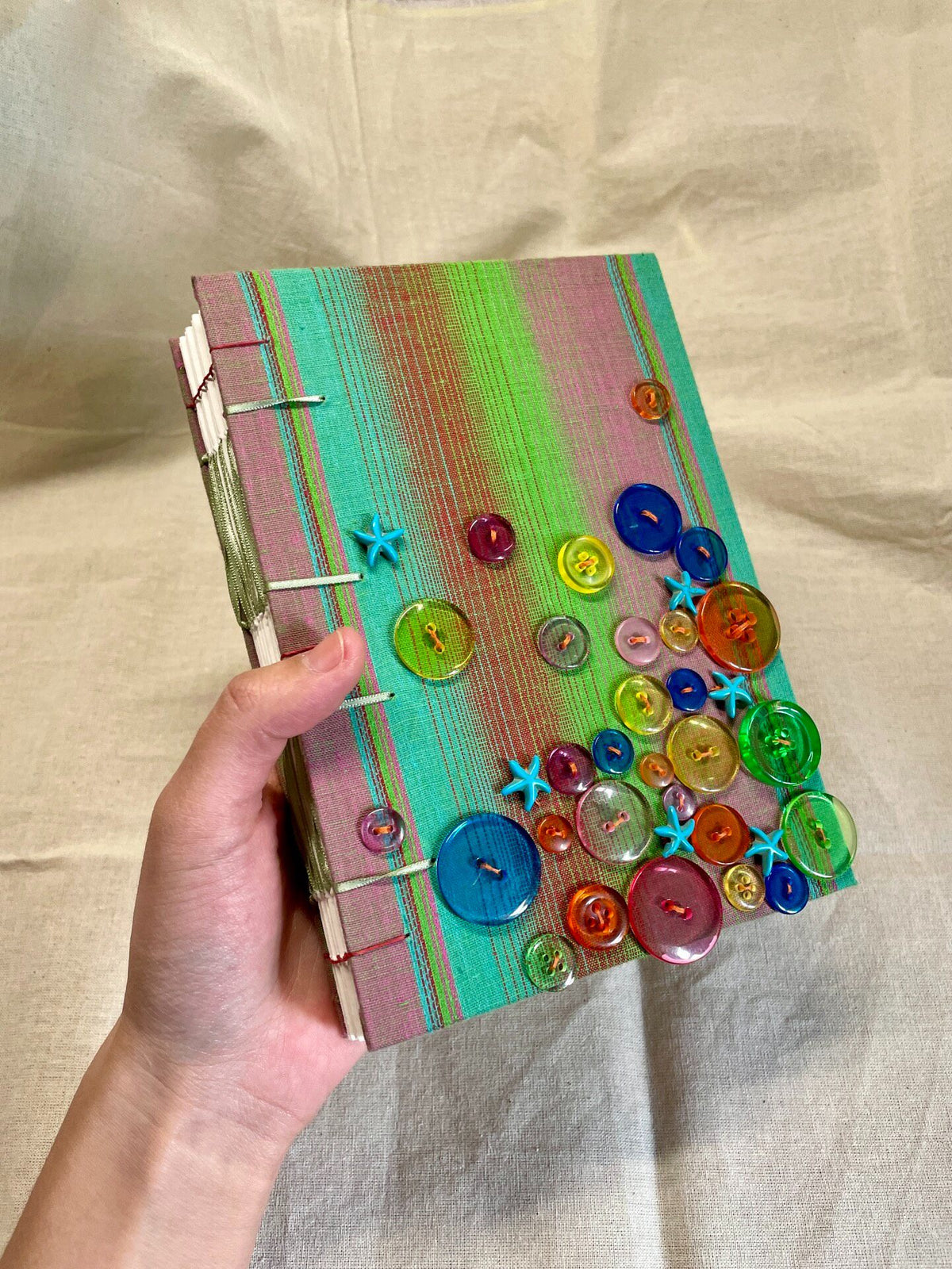 Handmade Notebook B6 Coptic Stitch Buttons