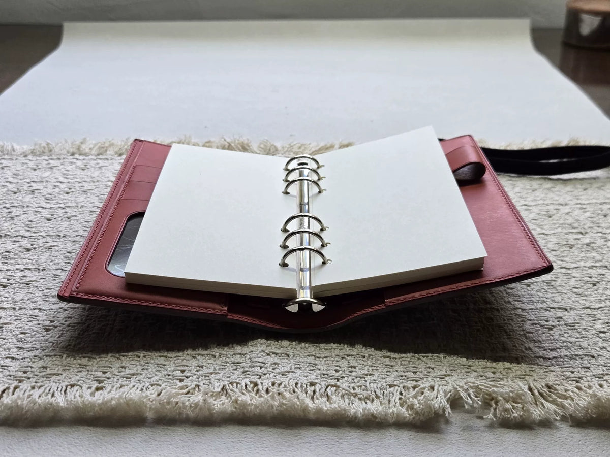 Narrow Bifold Ink Green Leather Planner Cover