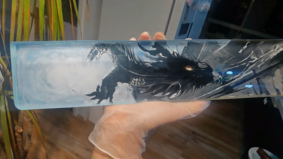 Resin Keyboard Wrist Rest Hand Painted Dragon