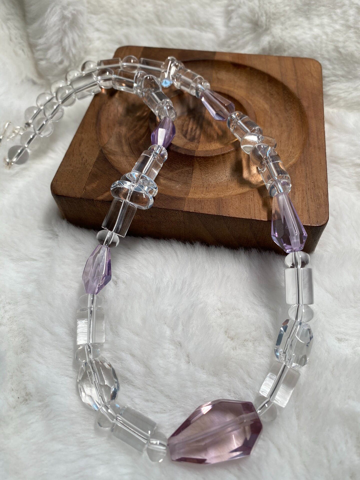 White Crystal Amethyst Beaded Necklace