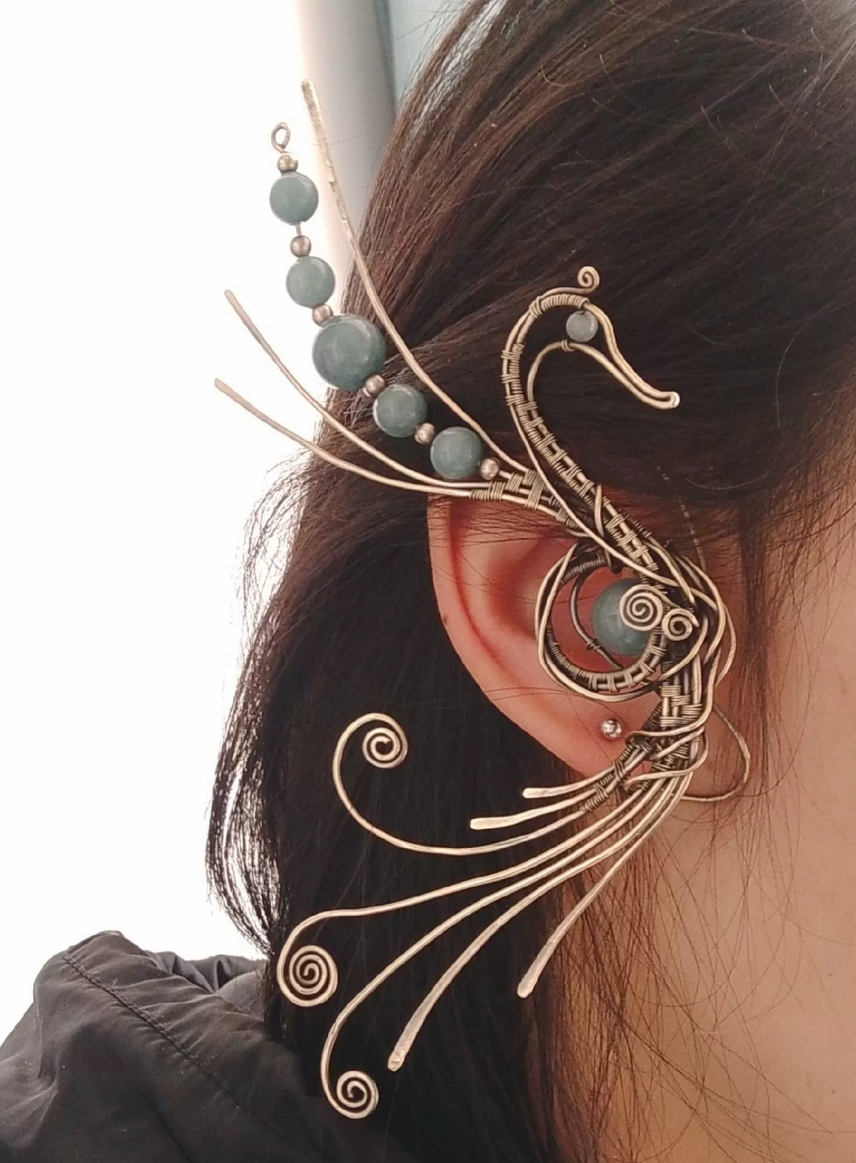 Ear Cuff in Ottone a Piume per Orecchio Destro