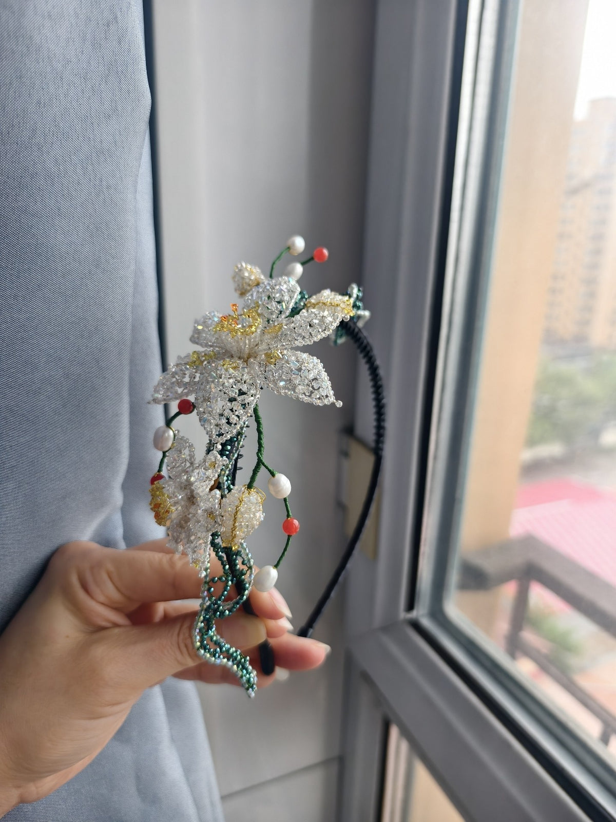 Daffodil Beaded Headband Hair Accessory