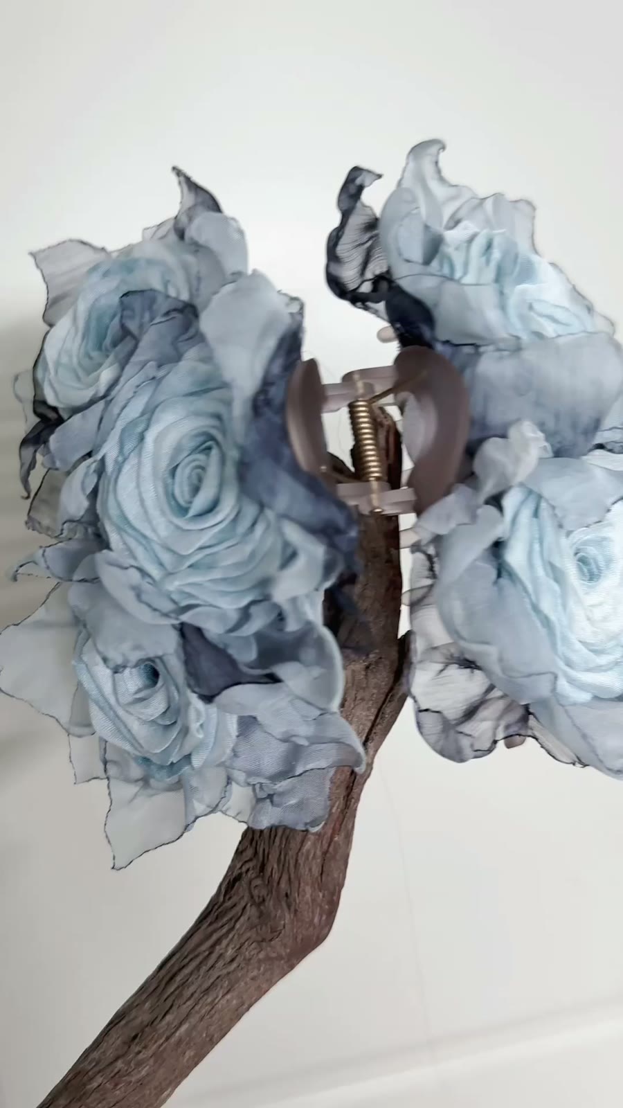 Handcrafted Blue Rose Fabric Hair Clip