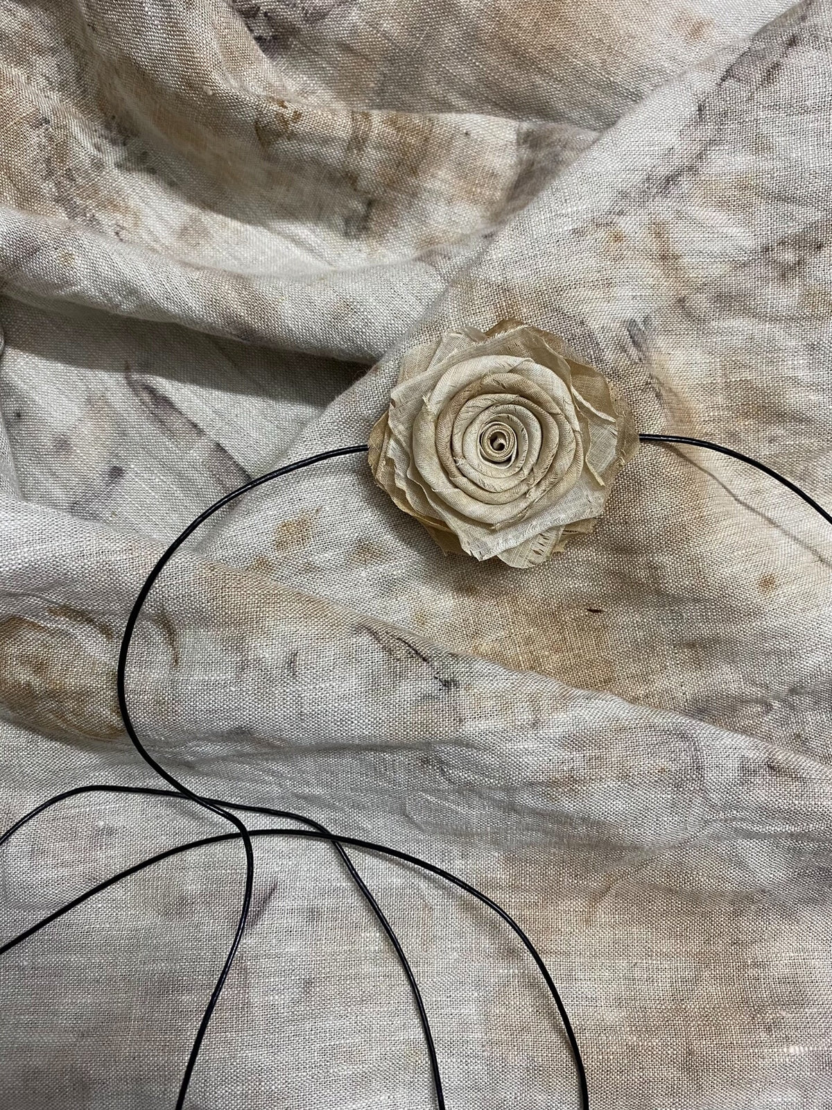 Handmade Tie Dye Fabric Rose Choker Necklace