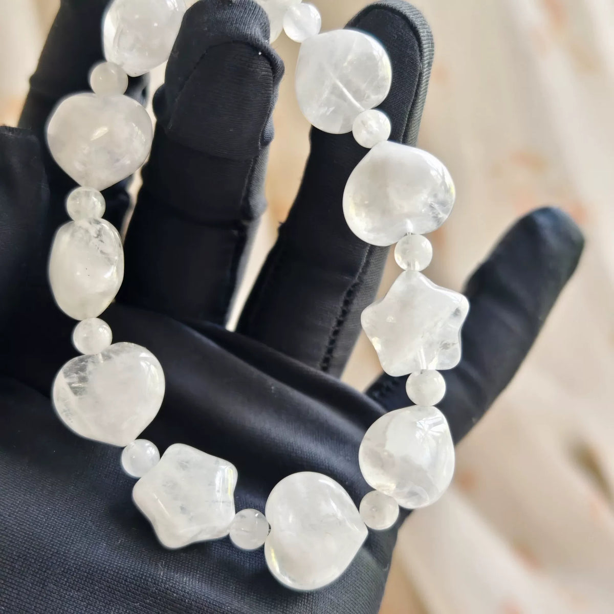 Snowflake Obsidian Star Heart Beaded Bracelet