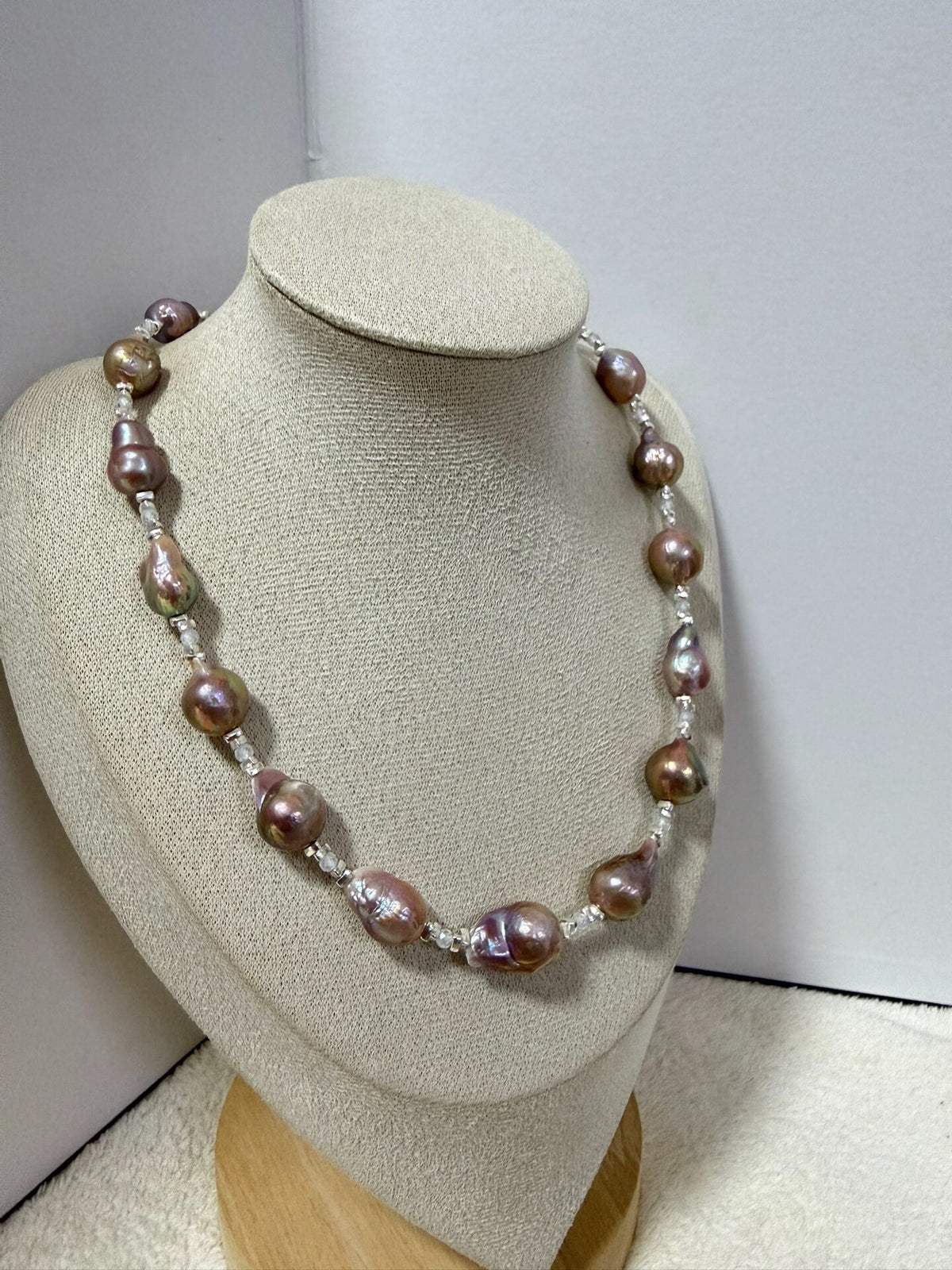 Purple Baroque Pearl Necklace with Iridescent Finish